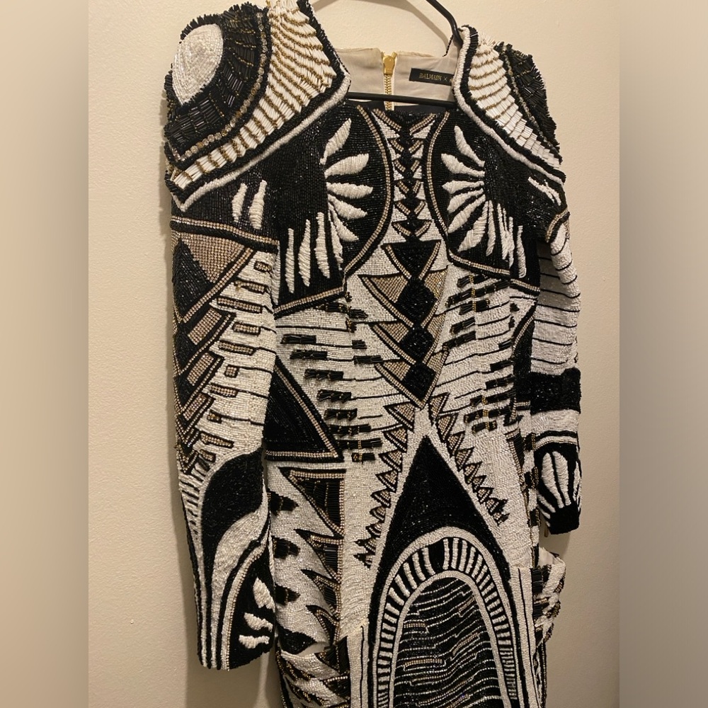 Balmain H&M Rhinestone Beaded Embellished Dress US 8 RARE New Years Party - Picture 6 of 16